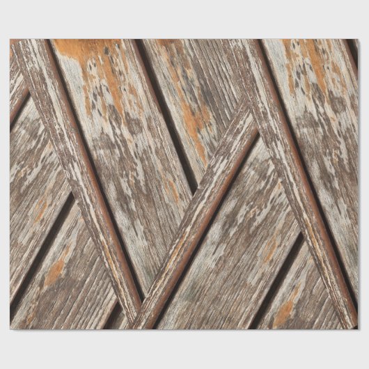 Rustic Distressed Wood Grain Geometric Pattern ラッピングペーパー (フラット)