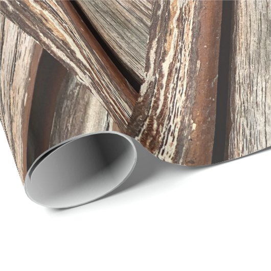 Rustic Distressed Wood Grain Geometric Pattern ラッピングペーパー (ロールコーナー)