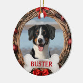 Rustic Dog Christmas Tree Ornament with Bone セラミックオーナメント (左)