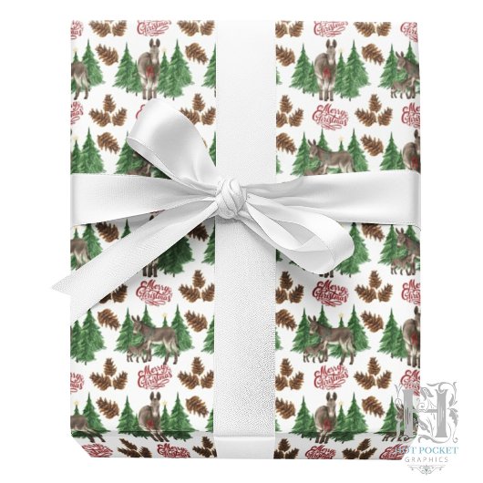 Rustic Donkey Christmas Wrapping Paper ラッピングペーパー