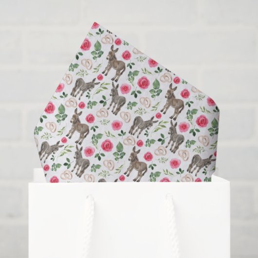 Rustic Donkey Floral Pink Tissue Paper 薄葉紙 (ギフトバッグ)