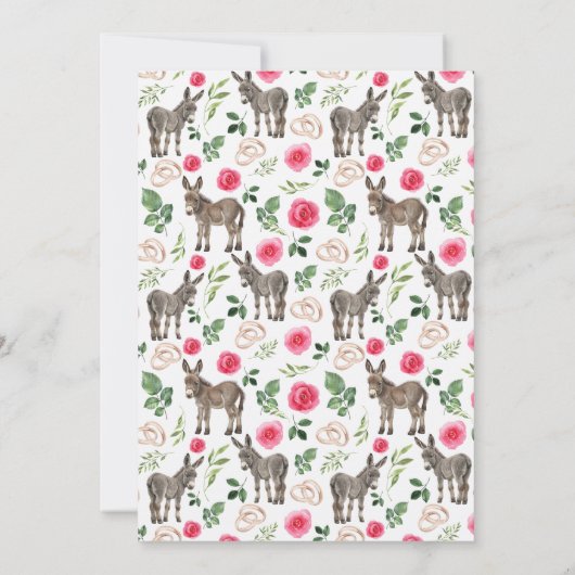 Rustic Donkey Floral Pink Wedding Invitation 招待状 (裏面)