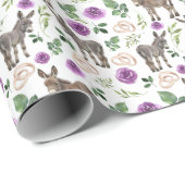 Rustic Donkey Floral Purple Wrapping Paper ラッピングペーパー (ロールコーナー)