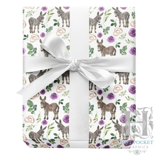 Rustic Donkey Floral Purple Wrapping Paper ラッピングペーパー