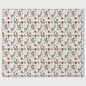 Rustic Donkey Floral Red Wrapping Paper ラッピングペーパー (フラット)