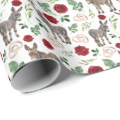 Rustic Donkey Floral Red Wrapping Paper ラッピングペーパー (ロールコーナー)