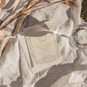 Rustic Drawn Green Pink Bow Floral Summer Wedding 招待状