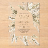 Rustic Dried Boho Pampas Grass Arch Bridal Shower アクリル招待状 (正面)