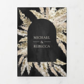 Rustic Dried Boho Pampas Grass Black Arch Wedding 三つ折り招待状 (カバー)