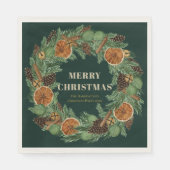 Rustic Dried Orange Pine Wreath Green Holiday  スタンダードランチョンナプキン (正面)