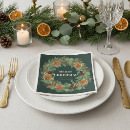 Rustic Dried Orange Pine Wreath Green Holiday  スタンダードランチョンナプキン