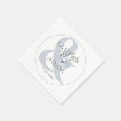 Rustic Dusty Blue アンパサンド＆フラワーの結婚式  スタンダードカクテルナプキン (角)