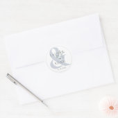 Rustic Dusty Blue アンパサンド&フラワー ウェディング ラウンドシール (封筒)