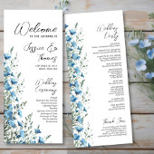 Rustic Dusty Blue Boho Chic Wildflowers Wedding プログラム