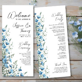 Rustic Dusty Blue Boho Chic Wildflowers Wedding プログラム