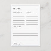 Rustic Dusty Blue Bridal Shower Recipe エンクロージャーカード (裏面)