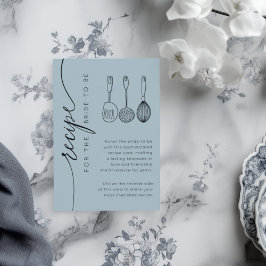 Rustic Dusty Blue Bridal Shower Recipe エンクロージャーカード