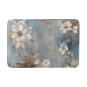 Rustic Dusty Blue Brown Cream Farmhouse Floral バスマット (正面)