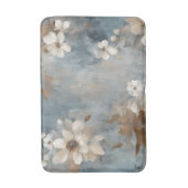 Rustic Dusty Blue Brown Cream Farmhouse Floral バスマット (正面縦)