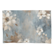 Rustic Dusty Blue Brown Cream Farmhouse Floral
