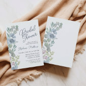 Rustic Dusty Blue Floral Bridal Shower Invitation 招待状