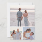 Rustic Dusty Blue Floral Photo Collage Wedding セーブザデート (裏面)