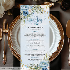 Rustic Dusty Blue Greenery Frame Wedding Menu メニュー