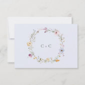 Rustic Dusty Blue Romantic Wildflower Wedding 出欠カード (裏面)