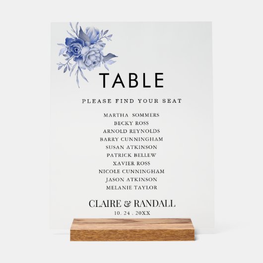 rustic dusty blue roses and other flowers アクリルサイン (正面)