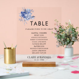 rustic dusty blue roses and other flowers アクリルサイン