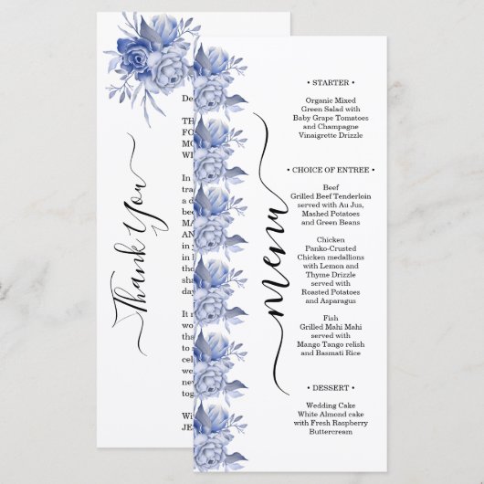 rustic dusty blue roses and other flowers メニュー (正面/裏面)