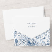 Rustic Dusty Blue Roses & Eucalyptus RSVP Wedding  オールインワン招待状 (裏面)