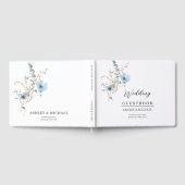 rustic dusty Blue watercolor flower bouquet ゲストブック (全面)