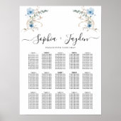 rustic dusty Blue watercolor flower bouquet ポスター (正面)