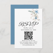 rustic dusty Blue watercolor flower bouquet 出欠カード (正面/裏面)