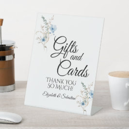 rustic dusty Blue watercolor flower bouquet 台座サイン