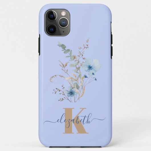 rustic dusty Blue watercolor flower bouquet Case-Mate iPhoneケース (裏面)