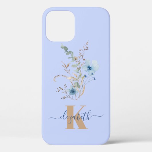 rustic dusty Blue watercolor flower bouquet Case-Mate iPhoneケース (裏面)