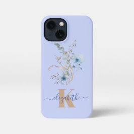 rustic dusty Blue watercolor flower bouquet iPhone 13 Miniケース