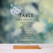 rustic dusty blue watercolor flowers & leaves アクリルサイン (ニュートラル)