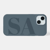 Rustic Dusty Blue Watercolor Minimal Contemporary iPhone 15ケース (裏面横)