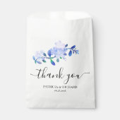 rustic dusty blue watercolor-style flower & leaves フェイバーバッグ (正面)