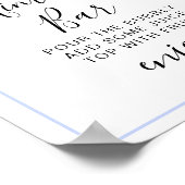 rustic dusty blue watercolor-style flower & leaves ポスター (角)