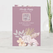 Rustic Dusty Mauve ピンクの花のQRコード ウェディング 招待状 (裏面)