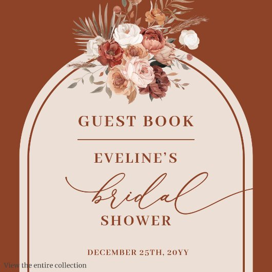 Rustic Dusty Orange Pampas Grass Floral Guest Book ゲストブック