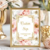 Rustic dusty pink flowers with gold accents 8x10  ポスター