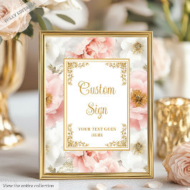 Rustic dusty pink flowers with gold accents 8x10  ポスター
