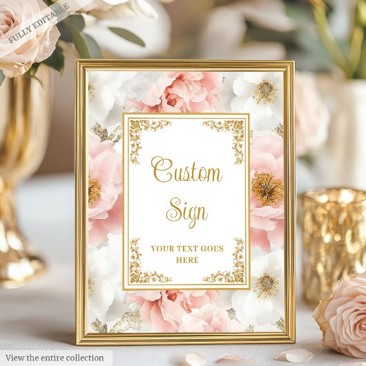 Rustic dusty pink flowers with gold accents 8x10  ポスター