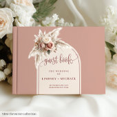 Rustic Dusty Pink Pampas Roses Boho Arch Wedding   ゲストブック