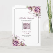 Rustic Dusty Purple Floral QRコード ウェディング 招待状 (裏面)